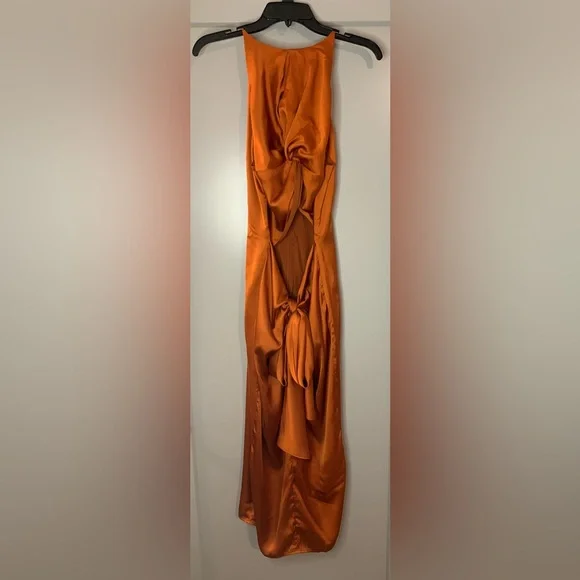 Andrea Iyamah Orange Reni Knotted Dress Size Large/US 10 New - Picture 3 of 15